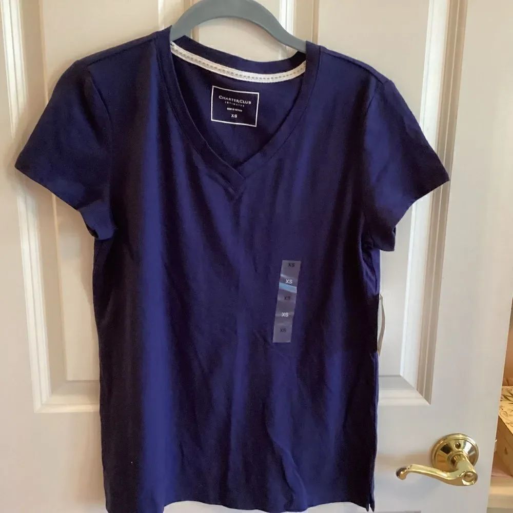 NWT. Charter Club Brand Women’s Navy Blue Size XS. PJ Top